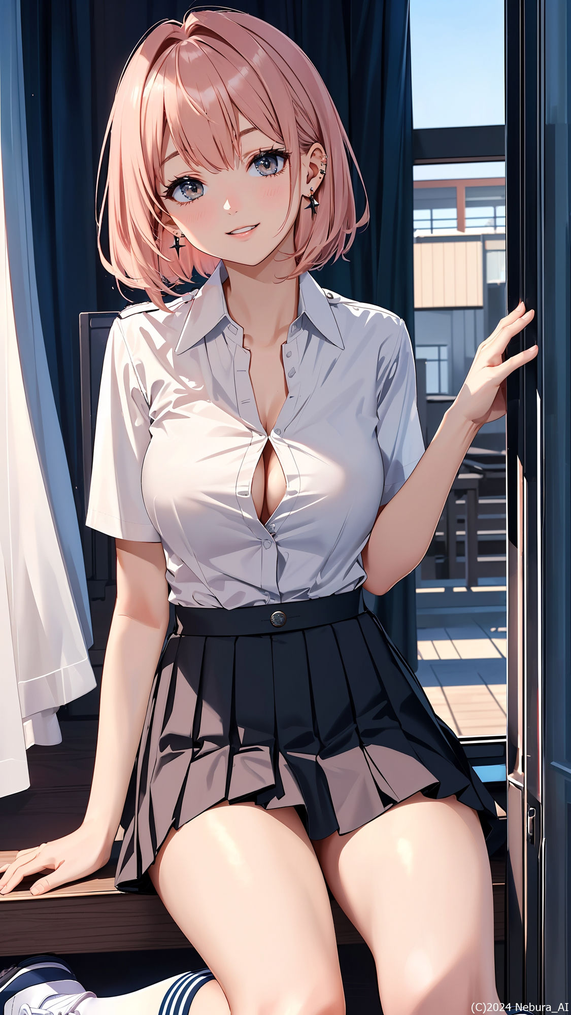 サンプル画像5:ボタン開けすぎなJ〇ギャルたちのイラスト集(ネビュラの研究所) [d_379558]