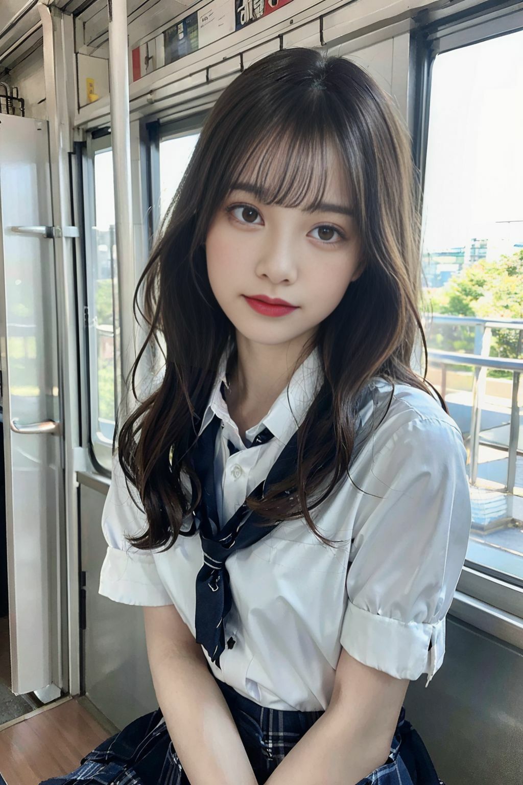 サンプル画像1:露出狂女子校生の日常:電車内で露出〜生中だしSEX(妄想族AI) [d_379659]