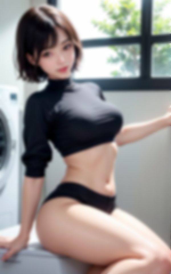 サンプル画像1:エロすぎる巨乳美女がコインランドリーで童貞くんを色仕掛け(スーパーAI) [d_379679]
