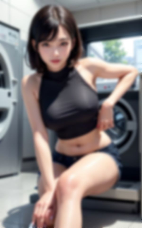 サンプル画像5:エロすぎる巨乳美女がコインランドリーで童貞くんを色仕掛け(スーパーAI) [d_379679]