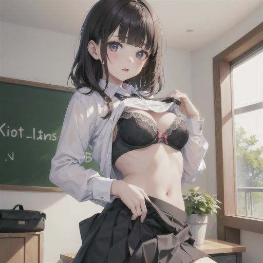 サンプル画像1:誰もいない教室でブラちら懇願！興奮自慰で一気に発射(制服あーと) [d_379695]