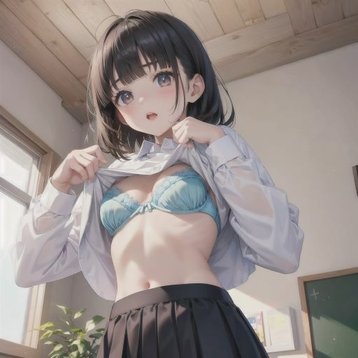 サンプル画像2:誰もいない教室でブラちら懇願！興奮自慰で一気に発射(制服あーと) [d_379695]