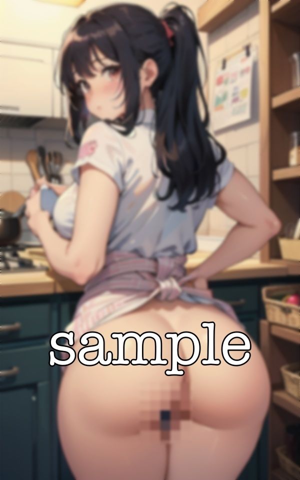 サンプル画像5:新妻とエプロンえっち・・朝起きたらえちえちのエプロン姿のデカ尻にハメまくる！(胸の谷のナウシカ) [d_379967]