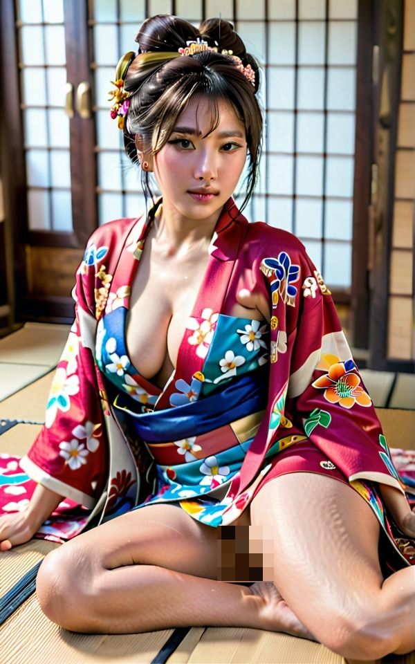 サンプル画像3:淫乱和服美女の誘惑〜淫らな黒髪の美女に誘われて…私と○○○しませんか？(痴女ステンドグラス) [d_380239]