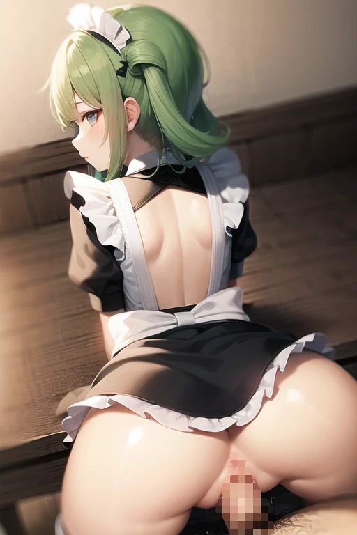 サンプル画像3:緑カール髪メイドと…(火曜日のユキヒョウ) [d_380442]