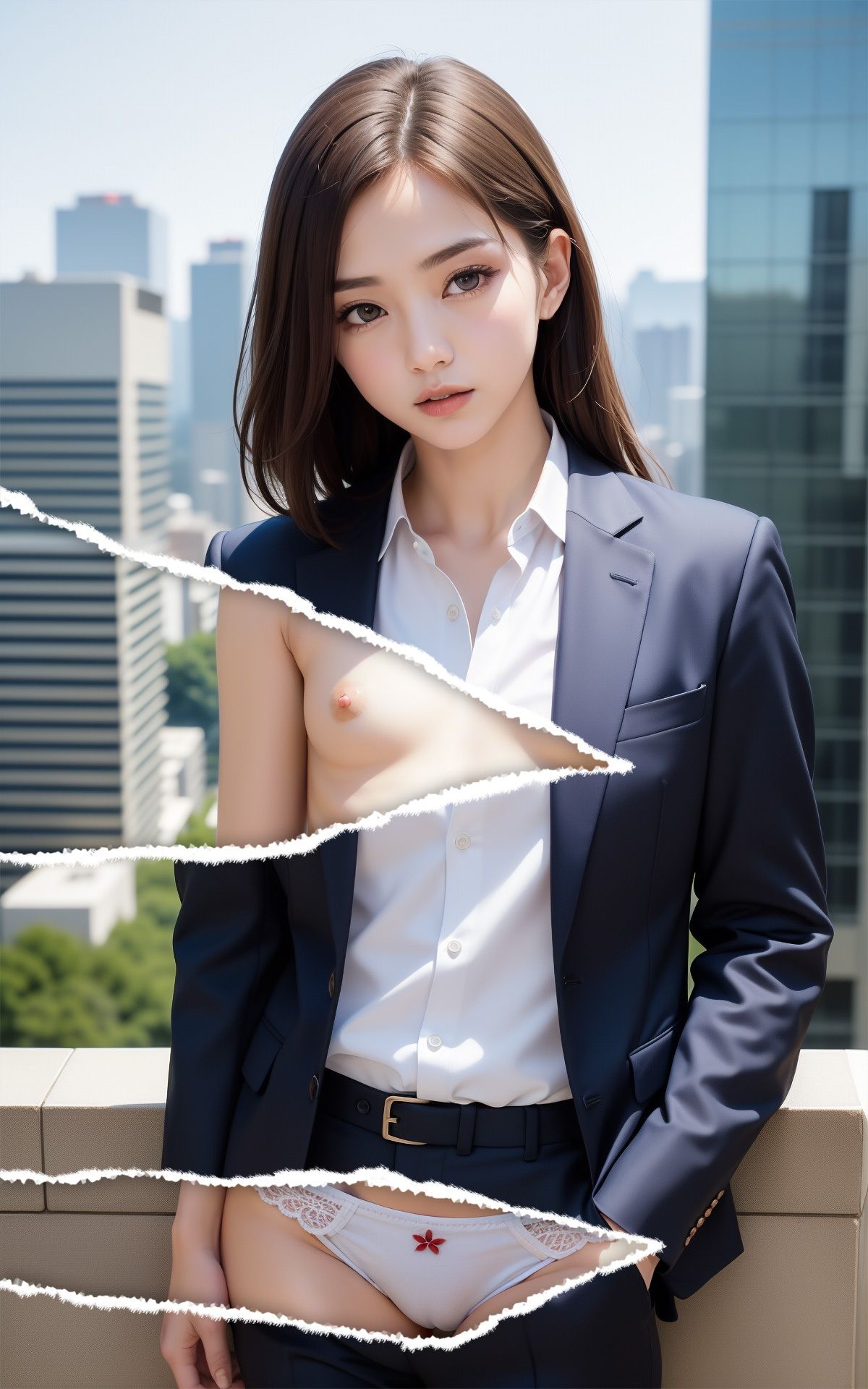 サンプル画像6:妄想撮りおろし！貧乳スーツのカッコイイ女性編(6TRAINER) [d_380781]