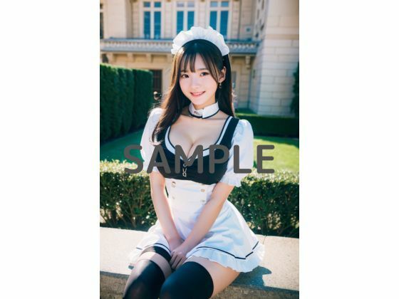 サンプル画像1:まぶしい笑顔で見つめてくれるメイド図鑑(AI着エロ図鑑) [d_380789]