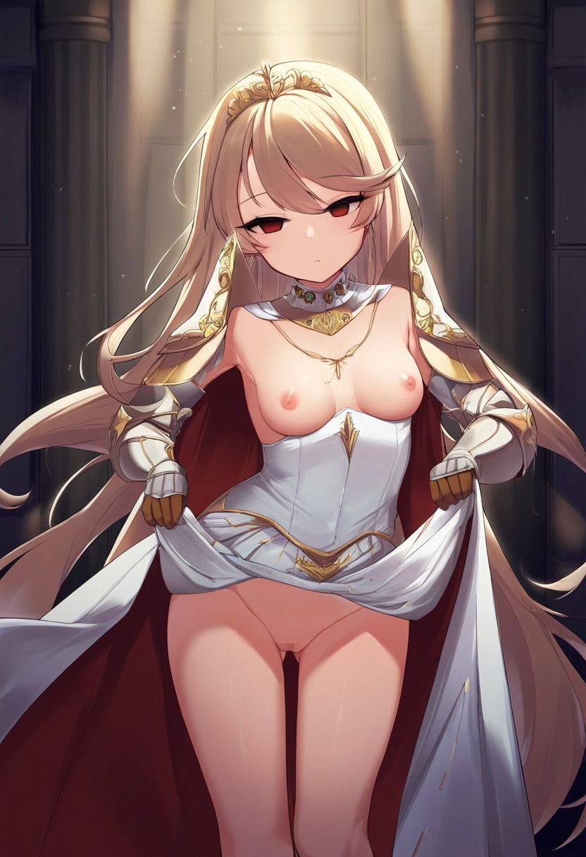 サンプル画像1:姫騎士の女の子が催●にかかってスカートをたくし上げている画像(催●スキ) [d_380985]