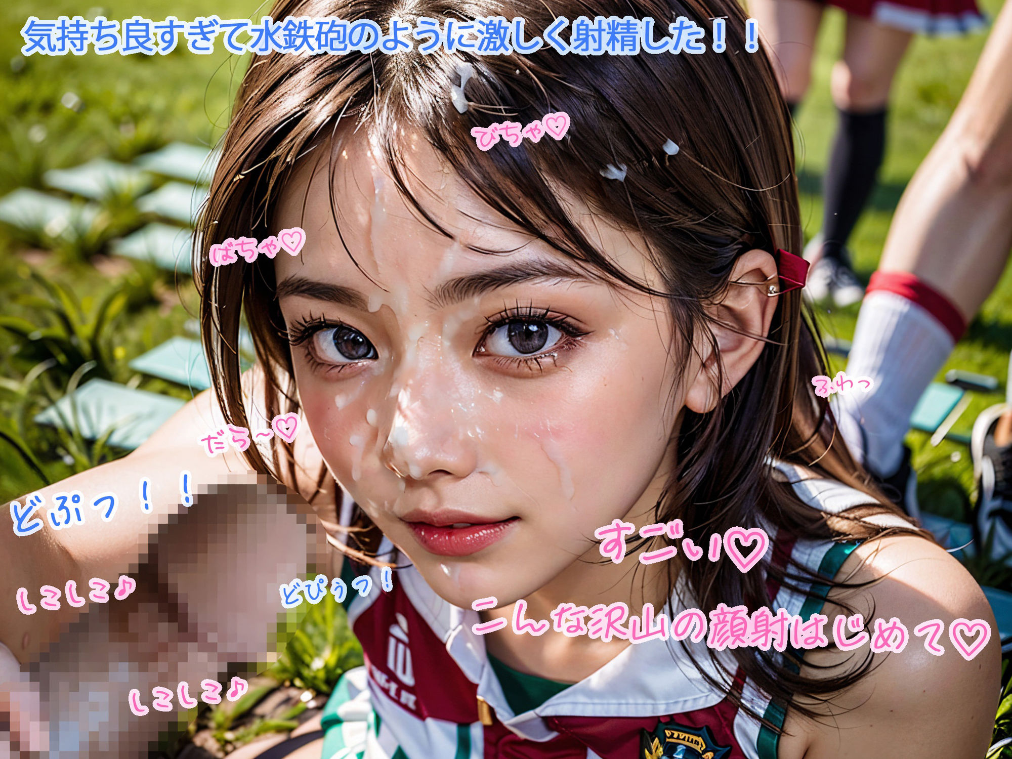 サンプル画像1:女子校生チアガール153人に本気顔射39発！！(urokia) [d_381083]