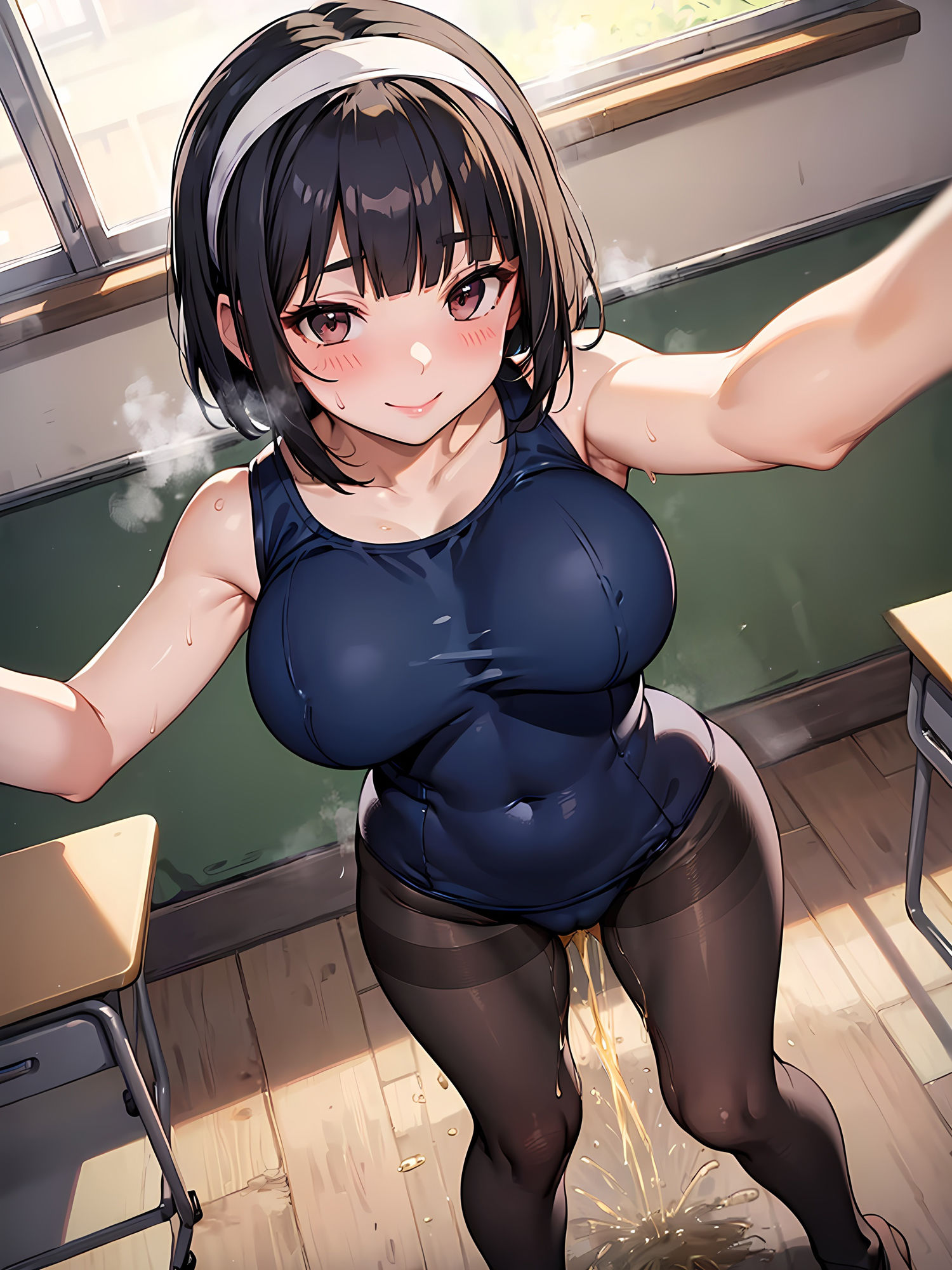 サンプル画像3:脱いだらスゴい優等生委員長が自撮りおもらしするCG集(妄想サチュレーション) [d_381492]