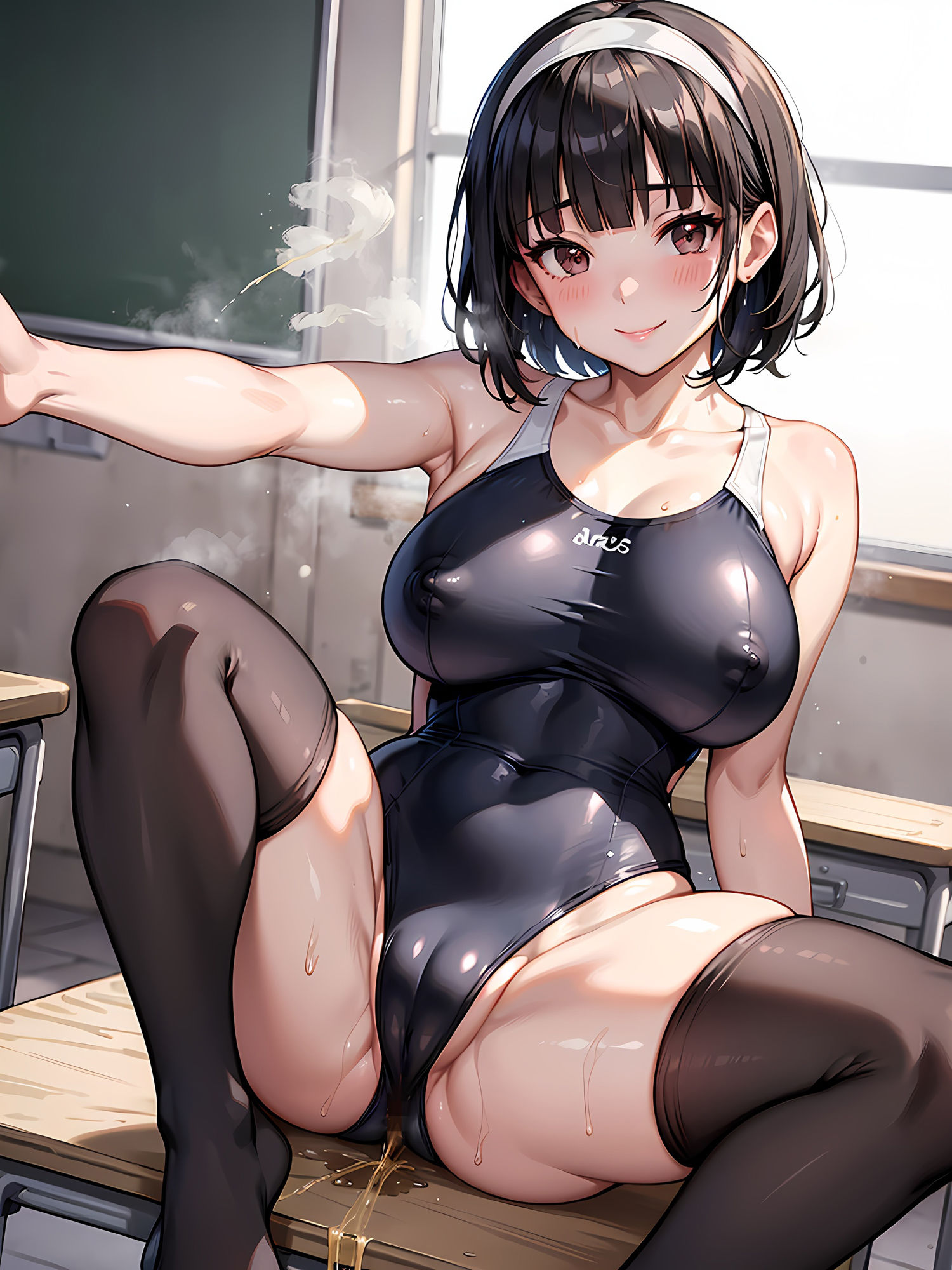 サンプル画像5:脱いだらスゴい優等生委員長が自撮りおもらしするCG集(妄想サチュレーション) [d_381492]