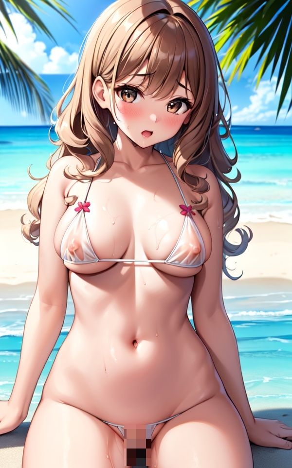 サンプル画像2:小麦肌の南国美女が透け透け水着(助平大王) [d_381678]