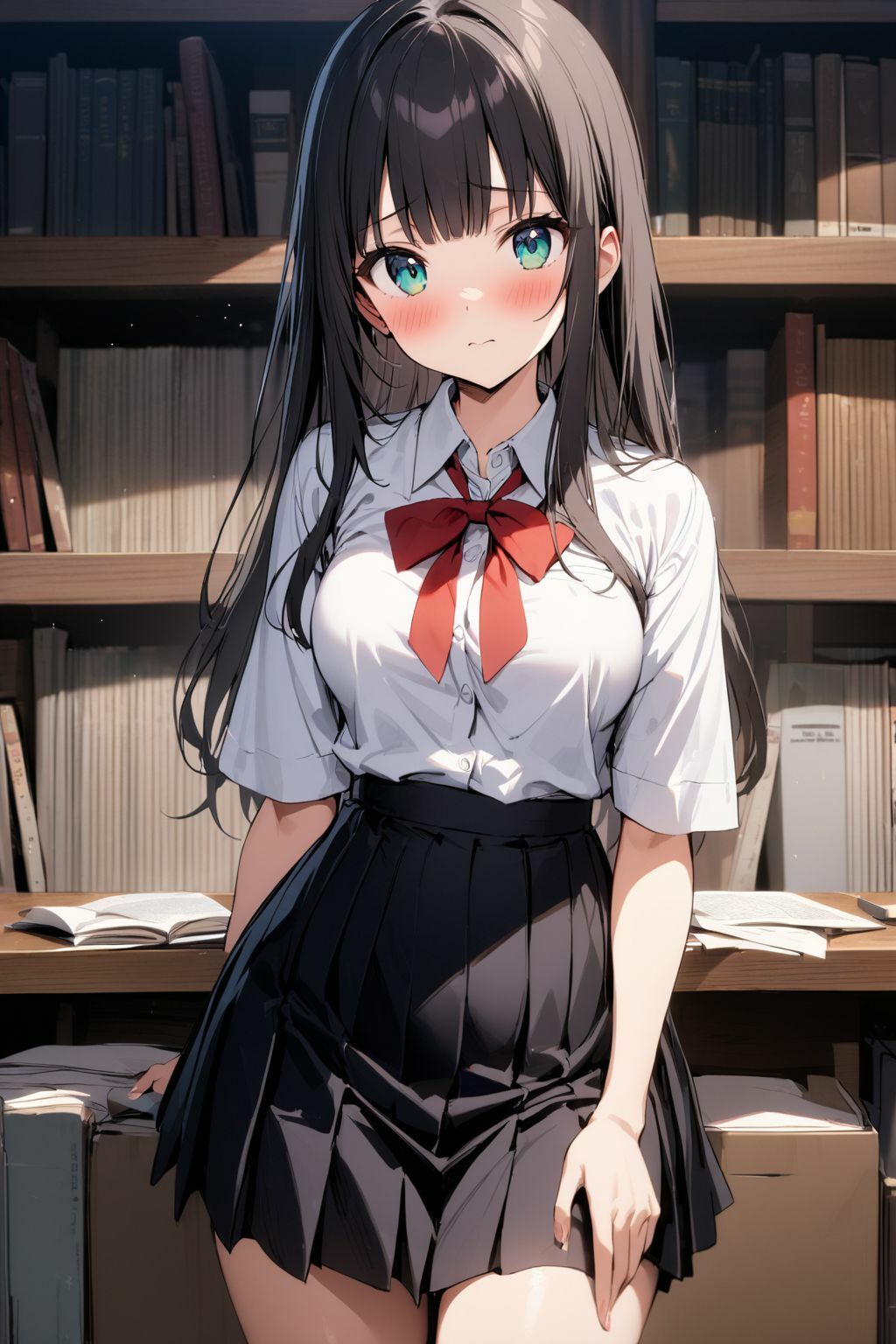 サンプル画像1:放課後の図書室で清楚な図書委員と中だしセックス(肉欲の園) [d_381759]