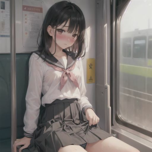 サンプル画像1:電車の中でお願い！パンチラしてくれる制服美少女(制服あーと) [d_382179]