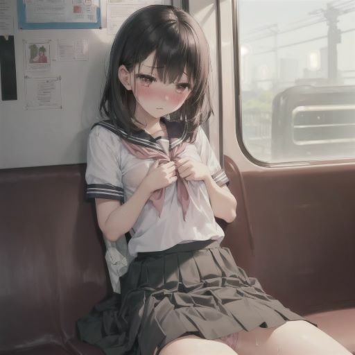 サンプル画像2:電車の中でお願い！パンチラしてくれる制服美少女(制服あーと) [d_382179]