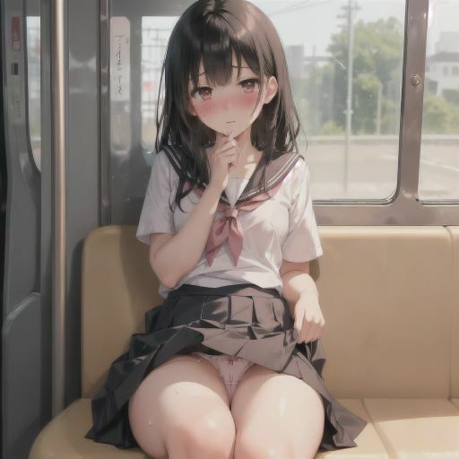 サンプル画像4:電車の中でお願い！パンチラしてくれる制服美少女(制服あーと) [d_382179]