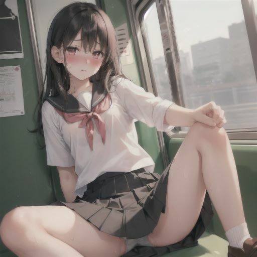 サンプル画像6:電車の中でお願い！パンチラしてくれる制服美少女(制服あーと) [d_382179]