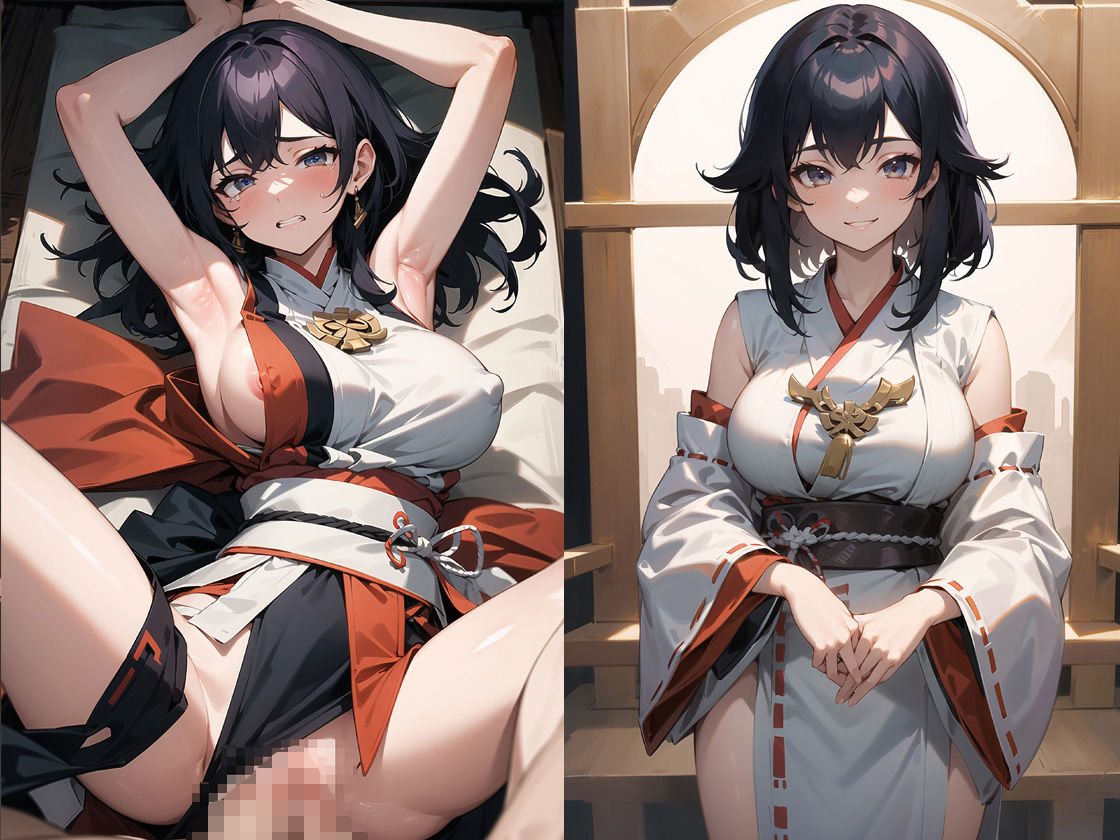 サンプル画像4:穢された黒髪の美麗巫女(猫P2) [d_382255]