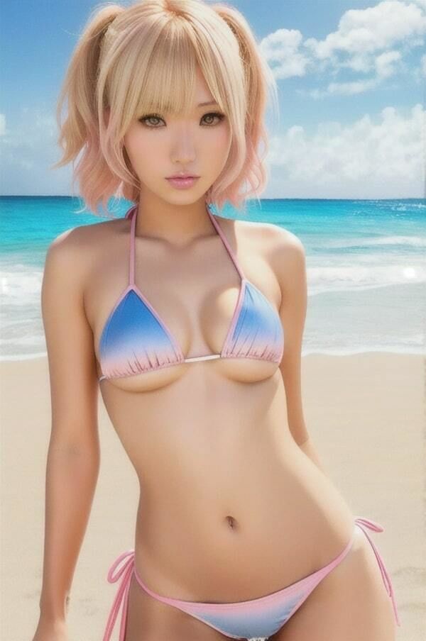 サンプル画像2:南国Beach 金髪水着ギャル撮影会(美女たちの楽園) [d_382339]