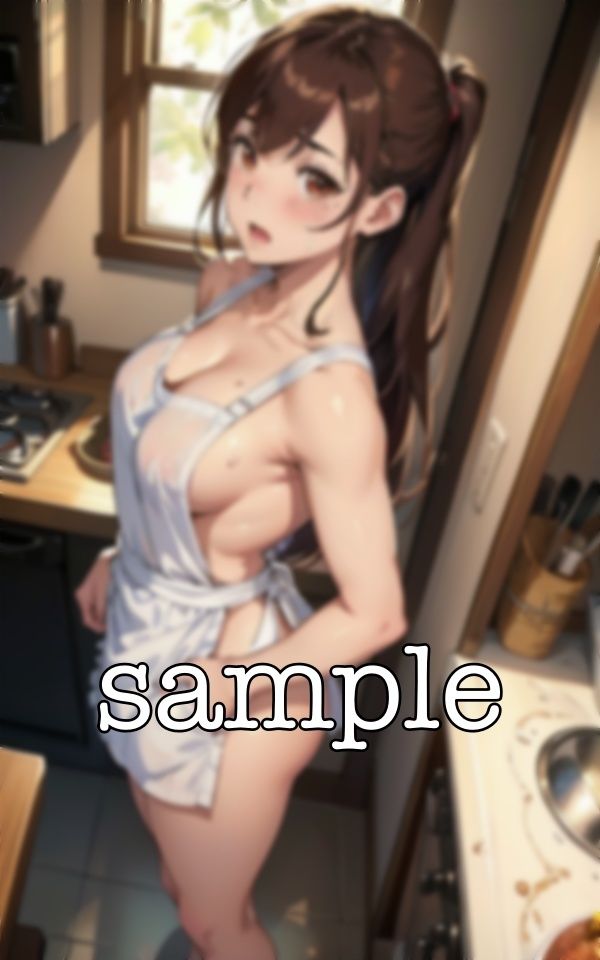 サンプル画像4:裸エプロン！主人の変な趣味に付き合わされるFカップ！御主人様の起床を待つ変態妻・・(天頂絶頂スタイル) [d_382356]