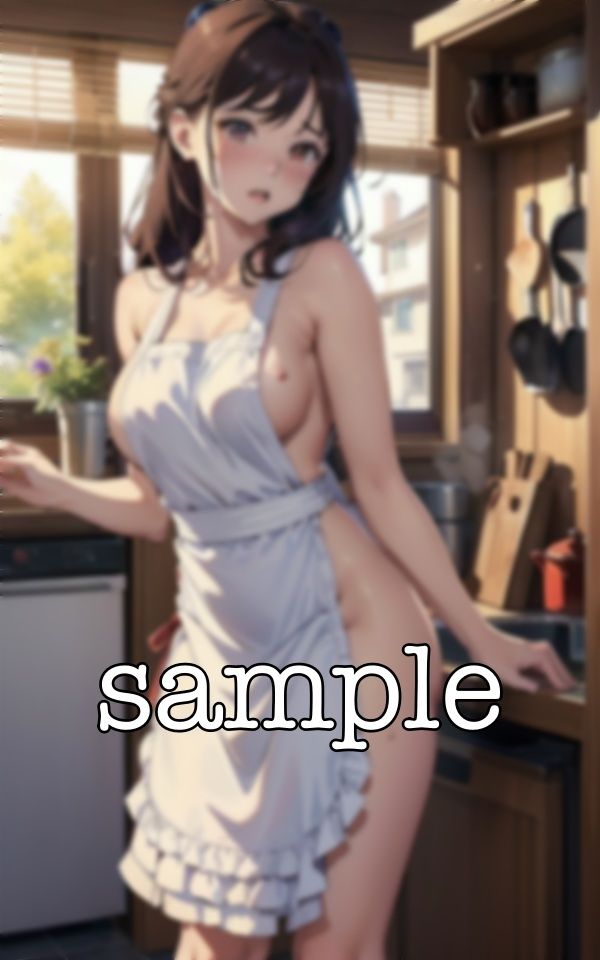 サンプル画像6:裸エプロン！主人の変な趣味に付き合わされるFカップ！御主人様の起床を待つ変態妻・・(天頂絶頂スタイル) [d_382356]