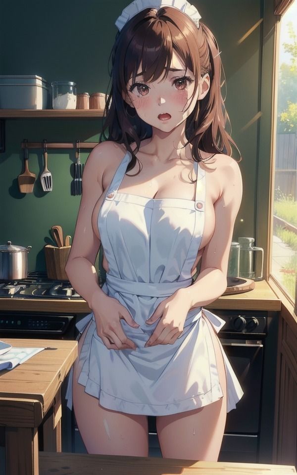 サンプル画像1:巨乳美女に誘われて…全裸にエプロン姿で誘惑されて…はやくこっちにきて！(へんたいろり企画) [d_382472]