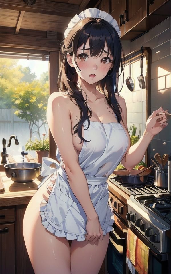 サンプル画像4:巨乳美女に誘われて…全裸にエプロン姿で誘惑されて…はやくこっちにきて！(へんたいろり企画) [d_382472]