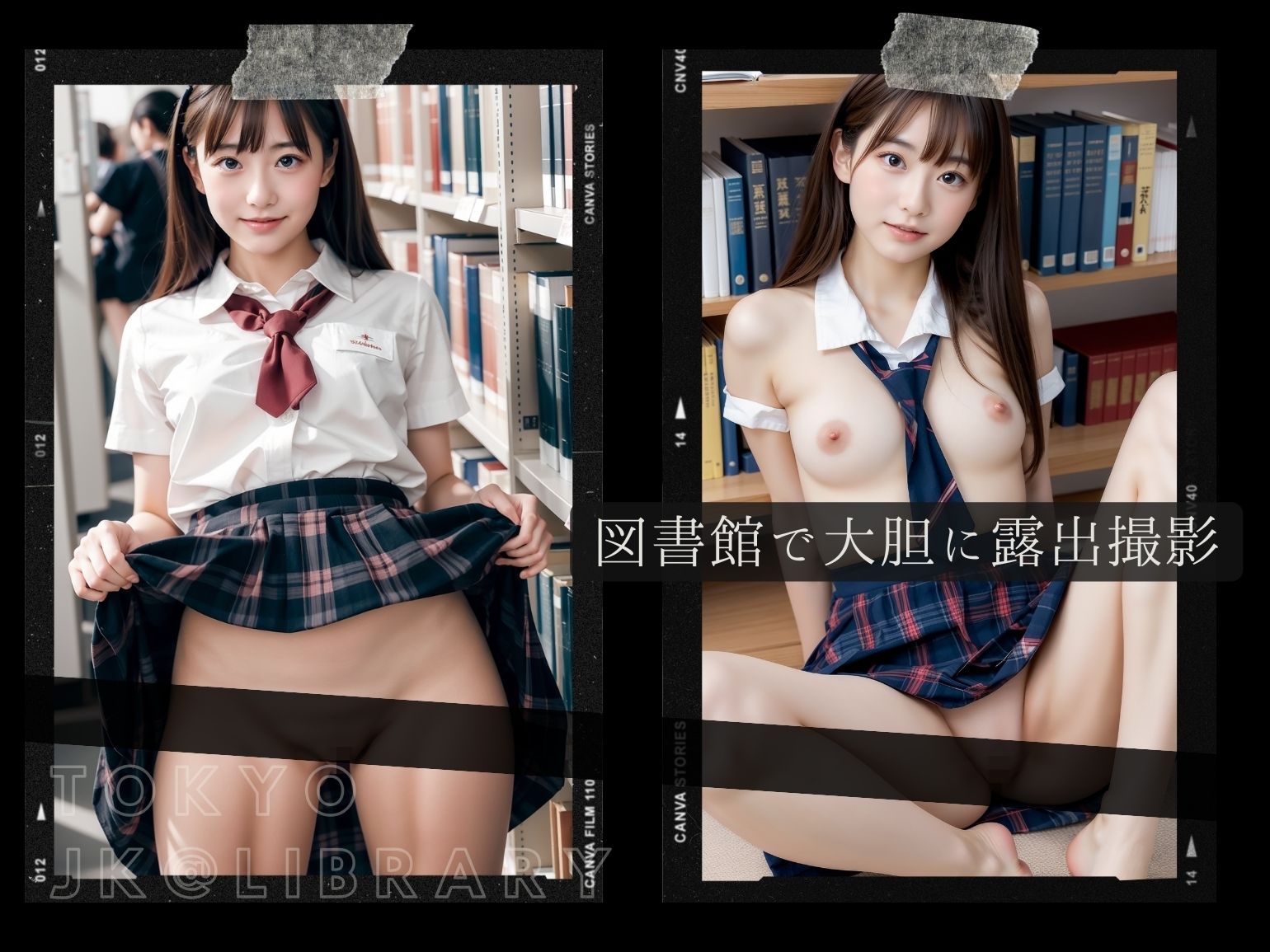 サンプル画像2:東京露出図書館 – 可愛すぎるJKの露出セックス(東京露出少女) [d_383224]