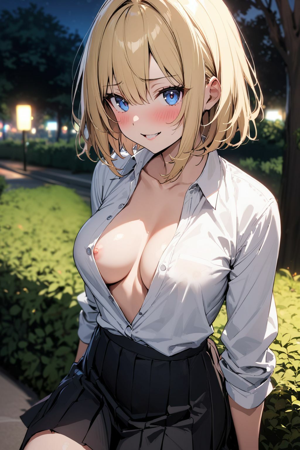 サンプル画像2:夜の公園で出会った淫乱金髪女子に誘われたので野外で中だしSEXした件(肉欲の園) [d_383801]