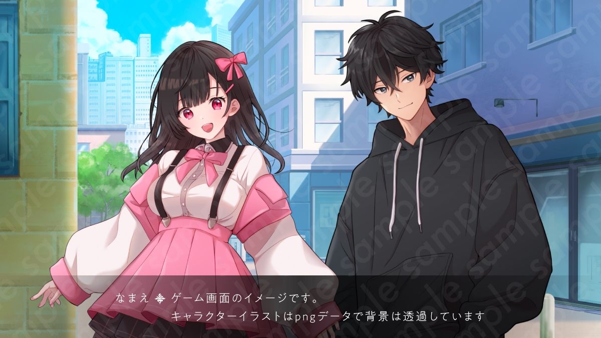 サンプル画像3:【立ち絵素材】リボンを付けた王道ヒロイン系黒髪女性のイラスト/私服ver・裸ver有/全身差分14種【PSD付き】(素材WIZPACK) [d_383803]