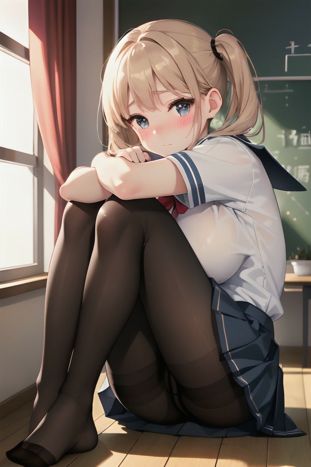 サンプル画像3:ハーレム女子校生 テストで勝ったらパンチラ放題 パンスト×教室編(チラ見えプリン) [d_383941]