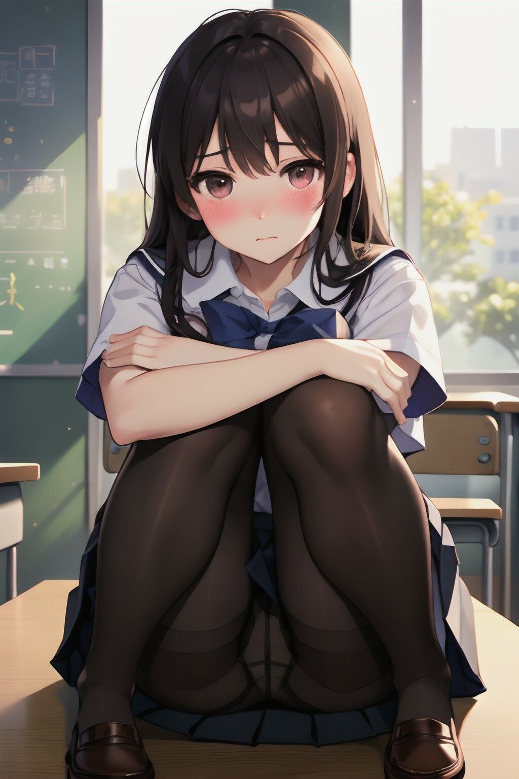 サンプル画像4:ハーレム女子校生 テストで勝ったらパンチラ放題 パンスト×教室編(チラ見えプリン) [d_383941]