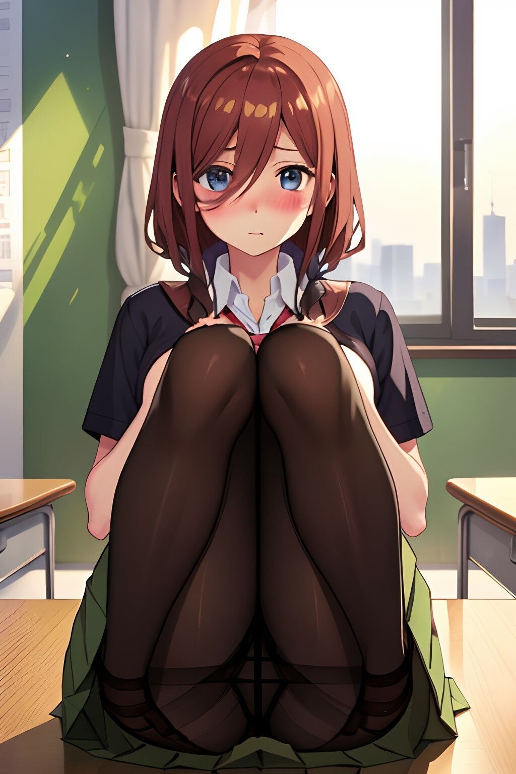 サンプル画像5:五等分のパンチラ パンチラ×下乳で誘惑してくる パンスト編 中野三〇(五等分のパンチラ) [d_383990]