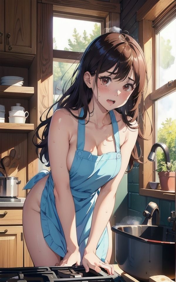 サンプル画像3:裸にエプロン姿で誘われて…「したくなっちゃった！ダメ？」(痴女ステンドグラス) [d_384140]