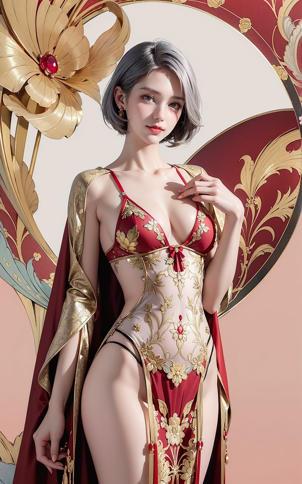 サンプル画像3:ランジェリー Red ＆ Gold(AI ヤン) [d_384649]