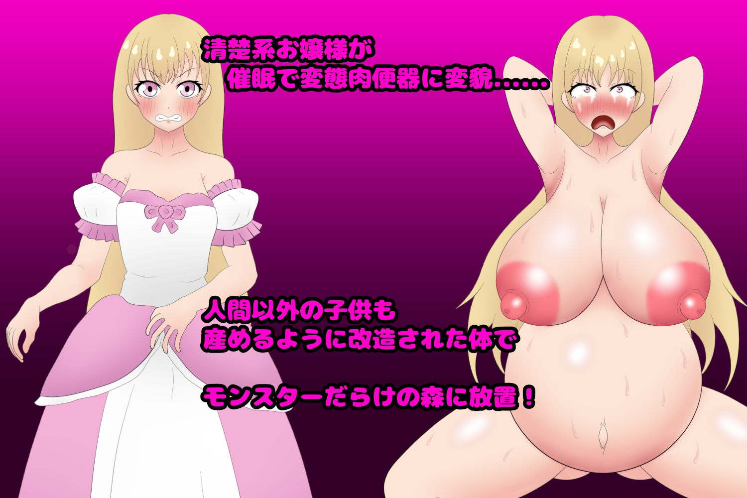 サンプル画像2:ド下品ビフォーアフター 清楚系お姫様がファンタジー世界でモンスターの子供を産みまくり！(人の心) [d_384812]
