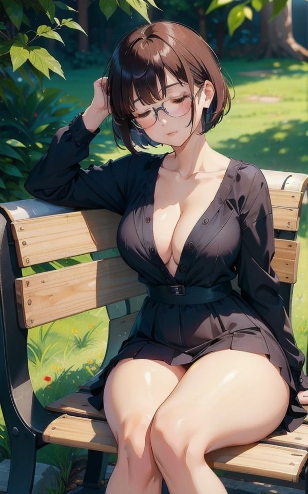 サンプル画像3:公園のベンチで眠る知的美女〜巨乳を露出しながらウトウト(ダイヤモンドプレス) [d_384919]