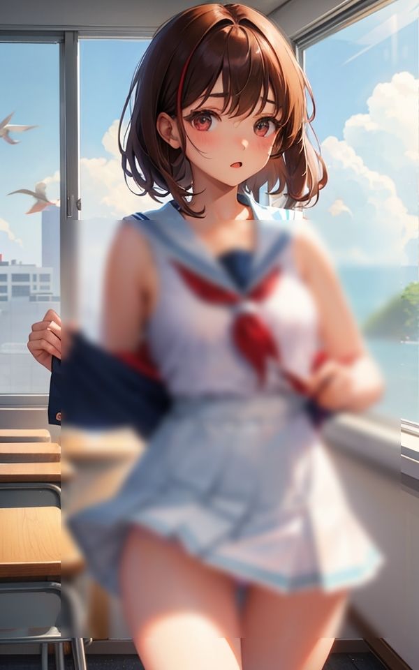 サンプル画像2:風が強いとパンツ見えちゃう(スタジオ森の中) [d_385212]