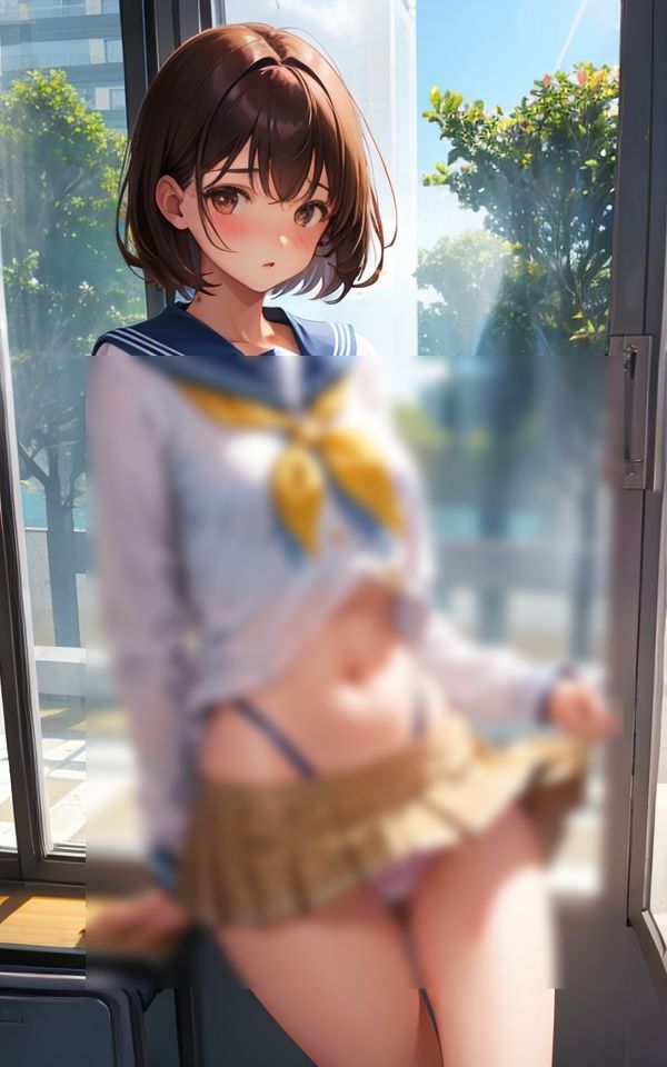 サンプル画像4:風が強いとパンツ見えちゃう(スタジオ森の中) [d_385212]