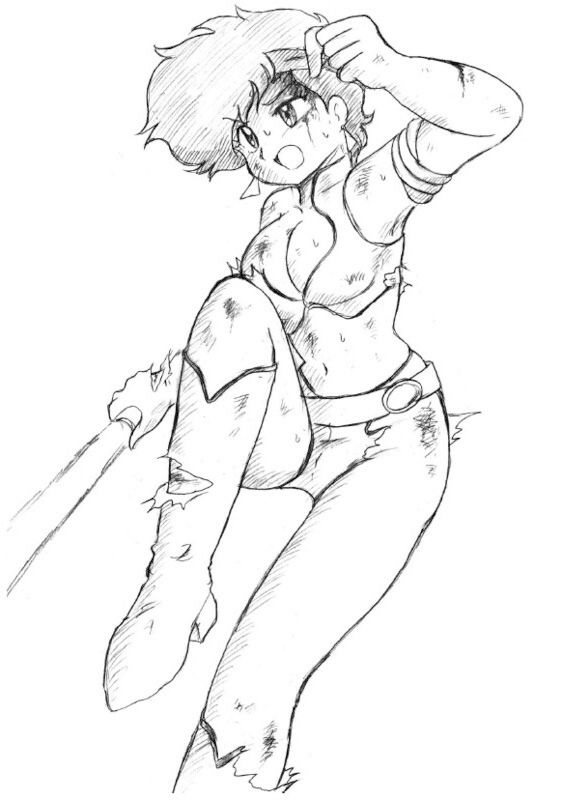 サンプル画像5:懐かしアニメの推しの戦うヒロインを描いてみた2024 with ダメージ Ver.(丁字屋残党) [d_385253]