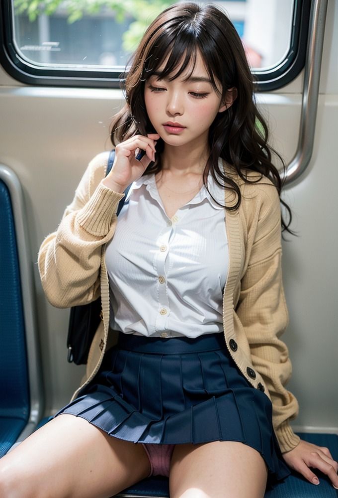 サンプル画像4:電車でパンチラする女子校生(AIpril Fool リアル系) [d_385335]