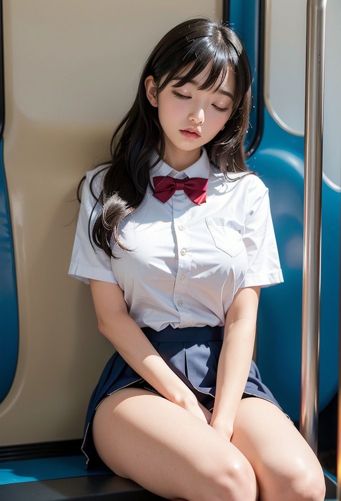 サンプル画像6:電車でパンチラする女子校生(AIpril Fool リアル系) [d_385335]