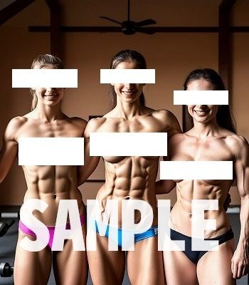 サンプル画像1:腹筋マニア: 美乳がいっそう引き立つ腹筋女子トリオ（3倍楽しめる）(MUTANTITS) [d_385497]