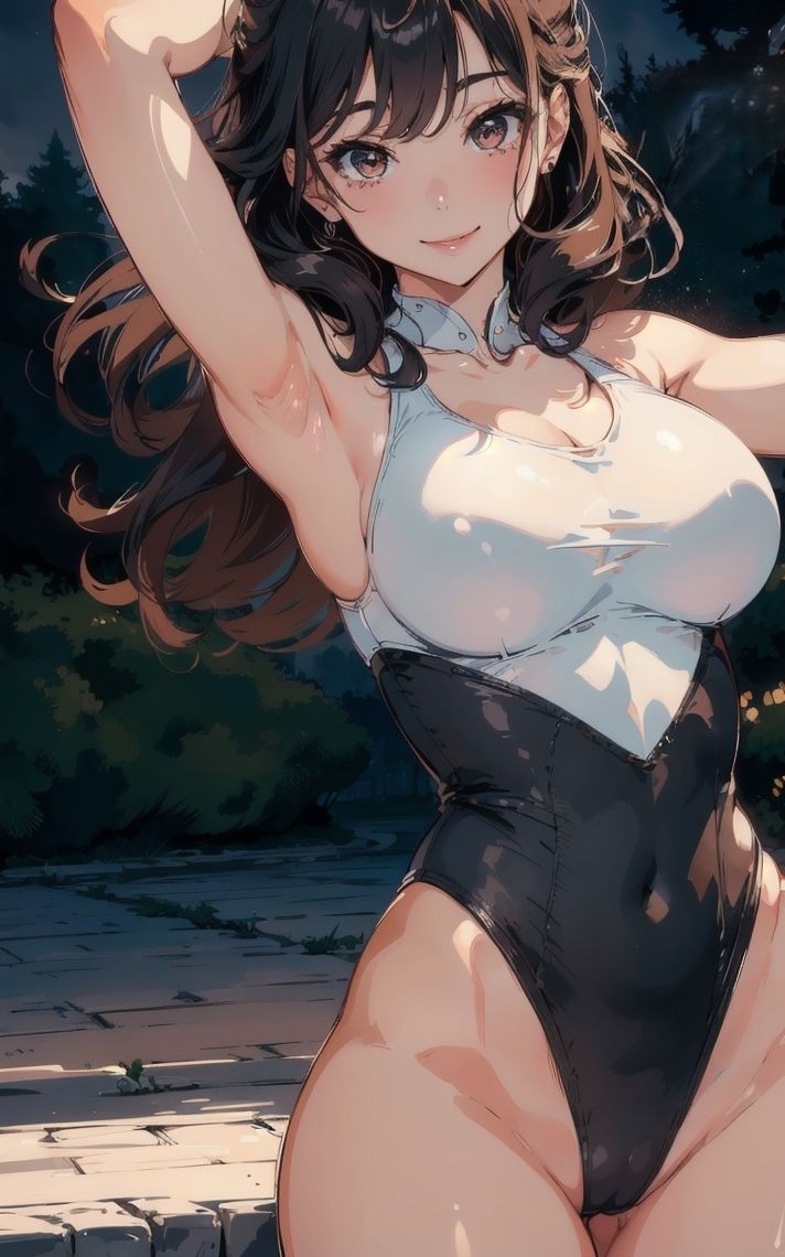 夜のレオタード美女 「みて、レオタードに密着した私のカラダ」【AI美女イラスト集】のサンプル画像 6
