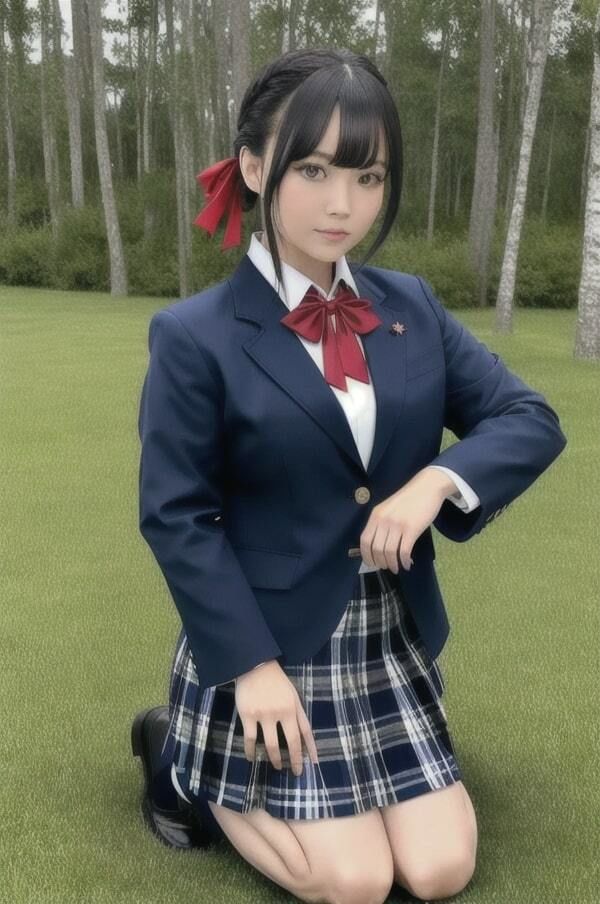 サンプル画像2:制服JKのドキドキ露出撮影会〜In the forest〜(美女たちの楽園) [d_386081]