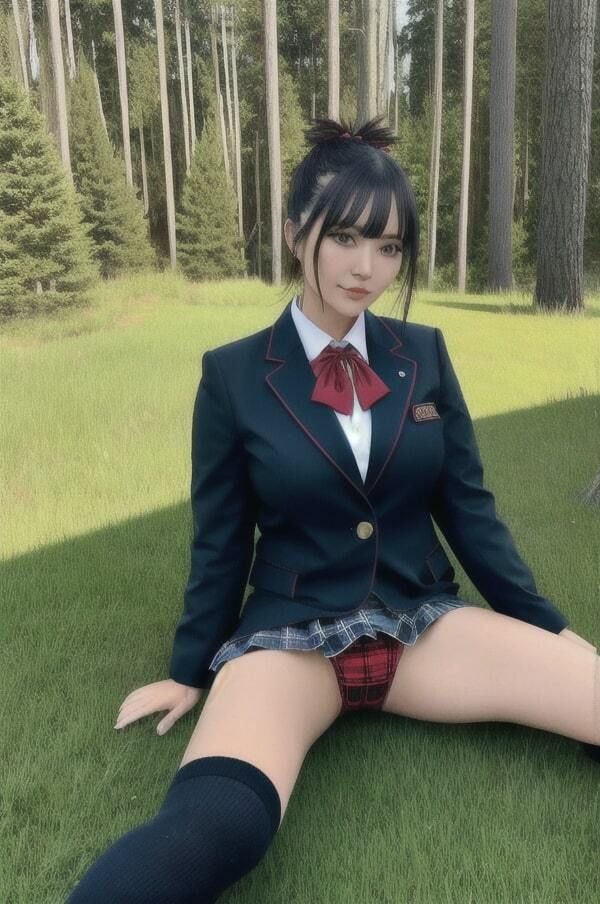 サンプル画像3:制服JKのドキドキ露出撮影会〜In the forest〜(美女たちの楽園) [d_386081]