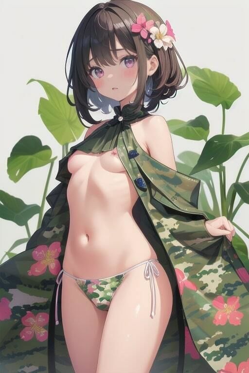 サンプル画像4:迷彩女子（捕虜）のえっち画像 〜ちっぱいの破廉恥ポーズ〜(えちねこ) [d_386220]