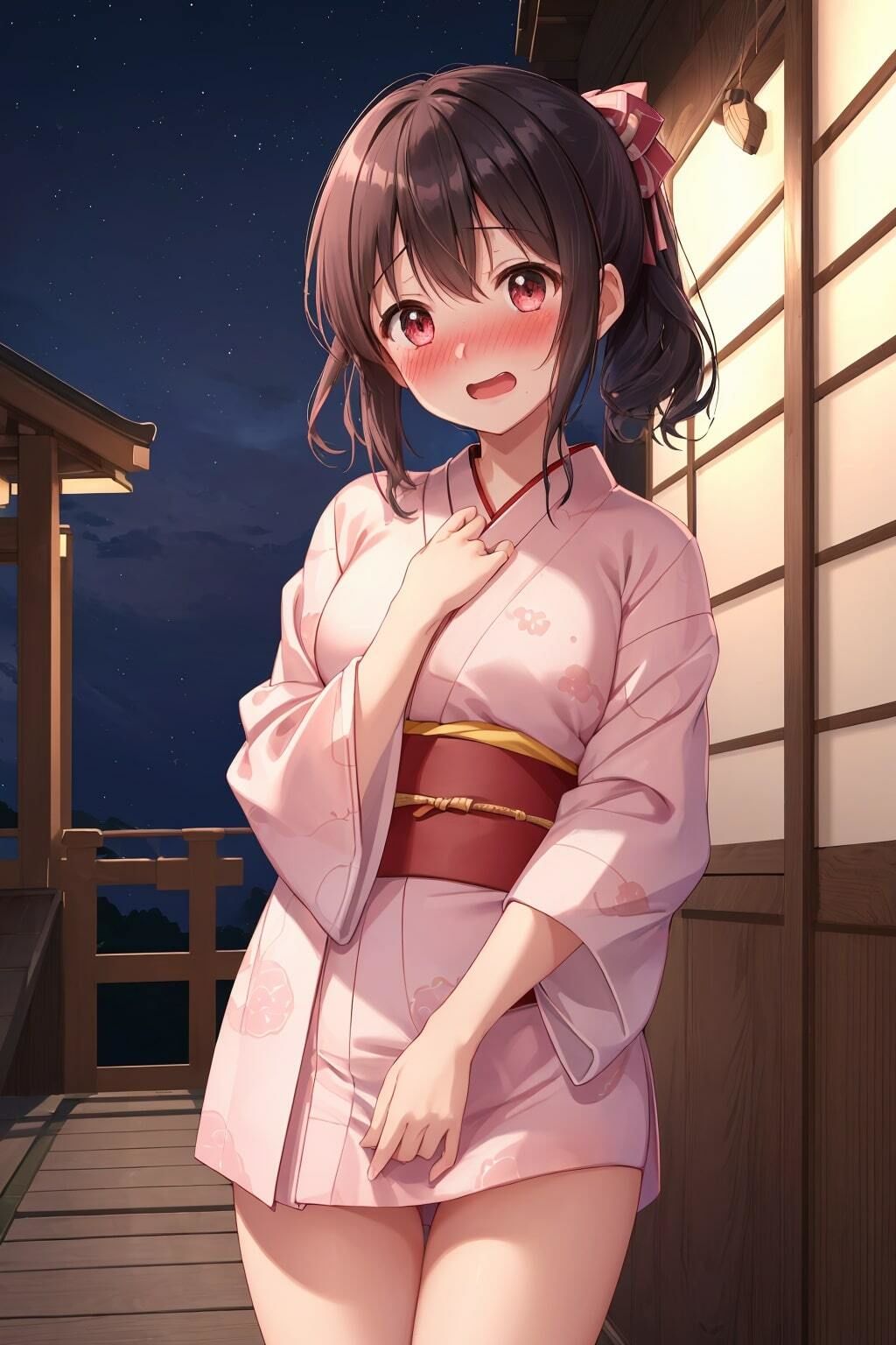 サンプル画像2:浴衣美女とお祭りの裏で。(森の裏道) [d_386382]