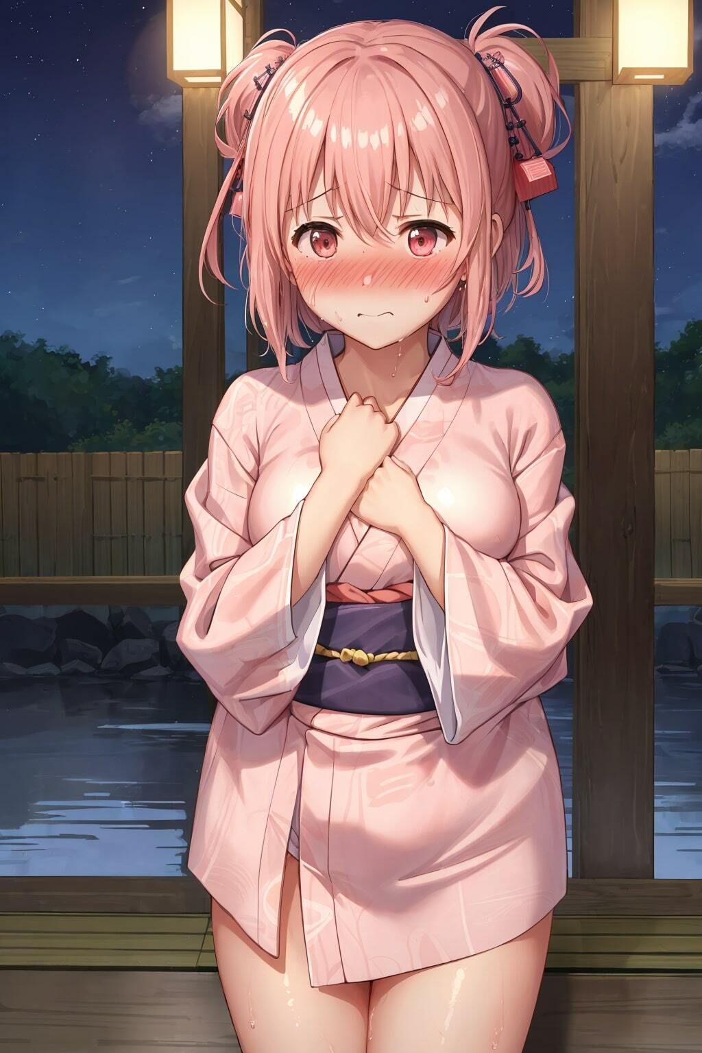 サンプル画像3:浴衣美女とお祭りの裏で。(森の裏道) [d_386382]