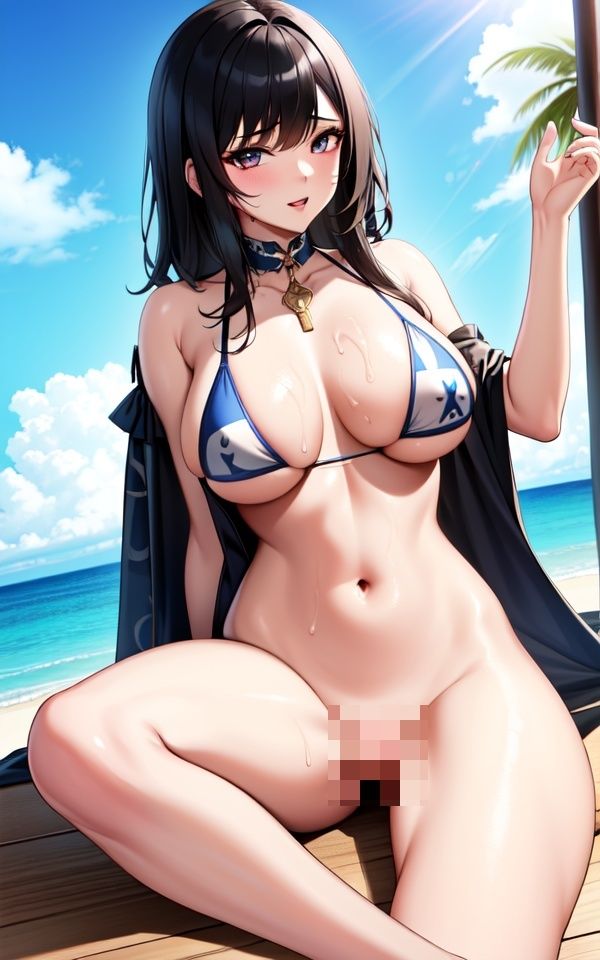 サンプル画像1:黒髪ビキニ美女(エロ同人の使い) [d_386425]